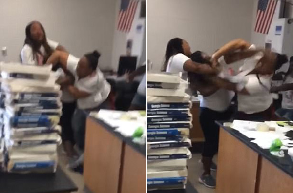 美中学教师与助教课堂上打架吓坏学生