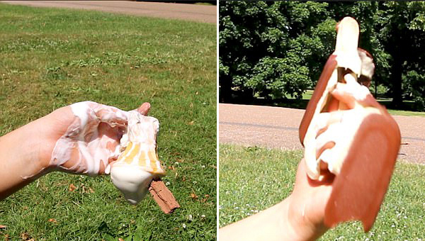 国外人员测试冰淇淋抗热性 场面诙谐有趣