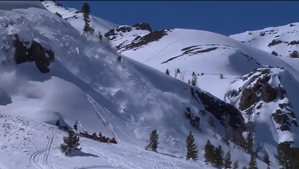 惊险！美加州滑雪者山坡摔倒引发巨大雪崩