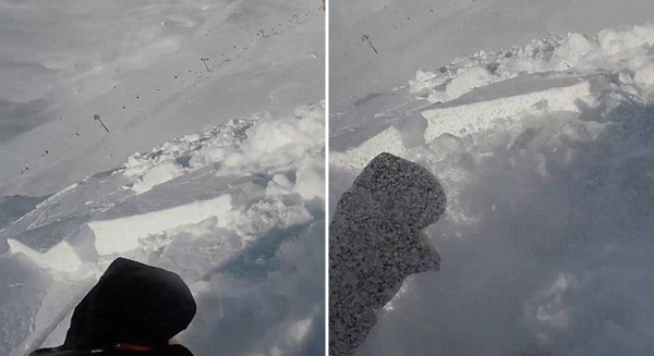 黎巴嫩滑雪者突遇雪崩 打开安全气囊死里逃生